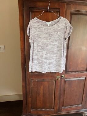 Market & Spruce Short-Sleeve Heathered Mauve Stripe Tee